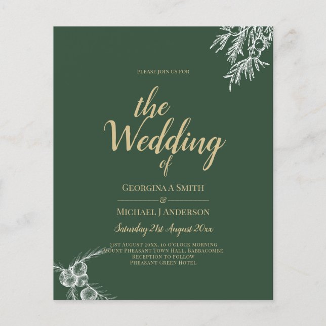 Budget Photo Wedding Invitation GREEN Flyer (Front)