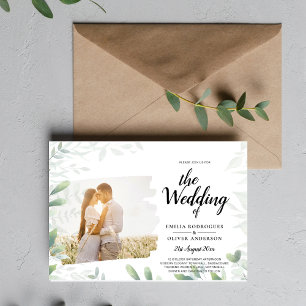 Budget Photo Wedding Invitation PHOTO Greenery  Flyer