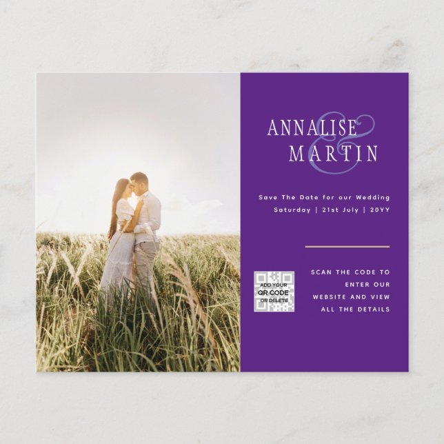 BUDGET PHOTO WEDDING INVITATION Purple Berry Flyer (Front)