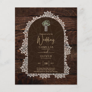BUDGET Photo Wedding Invitation Rustic Wood Lace Flyer