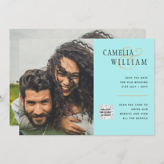 Budget Photo Wedding Invitation Save Date QR Code 