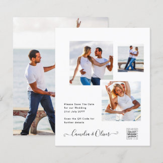 Budget Photo Wedding Invitation Save Date QR Code