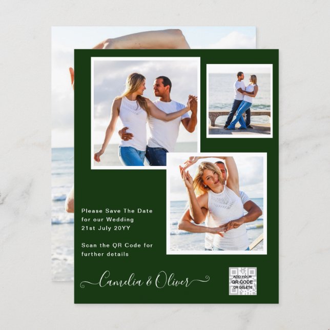 BUDGET Photo Wedding Invitation Save Date QR Code (Front/Back)