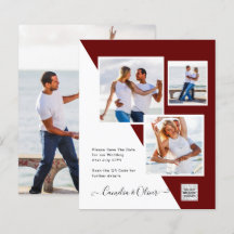 Budget Photo Wedding Invitation Save Date QR Code 