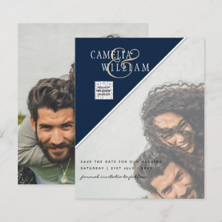 BUDGET Photo Wedding Invitation Save Date QR Code