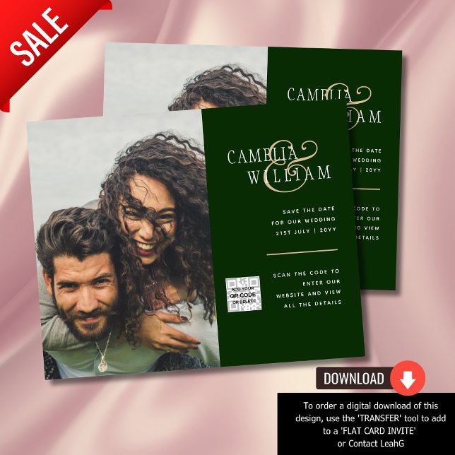 Budget Photo Wedding Invitation Save Date QR Code  Flyer (Creator Uploaded)