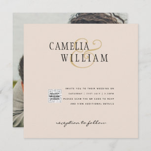 Budget Photo Wedding Invitations Champagne Cream