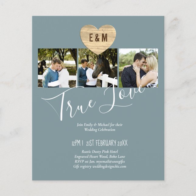 BUDGET Photo Wedding Invite Save Date Announcement Flyer (Front)