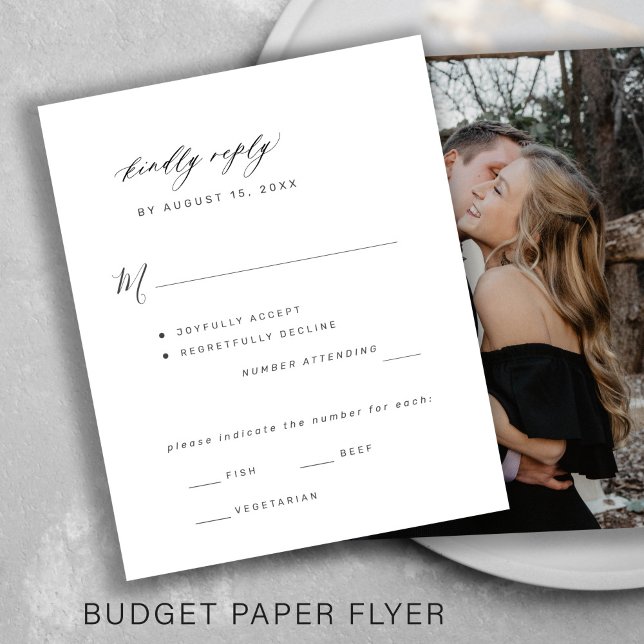 Budget photo wedding meal options RSVP card (Creator Uploaded)