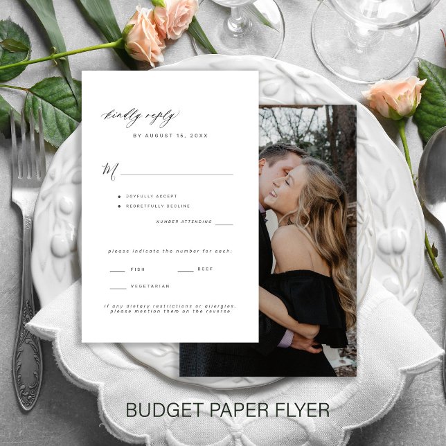 Budget photo wedding meal options RSVP template Flyer (Creator Uploaded)