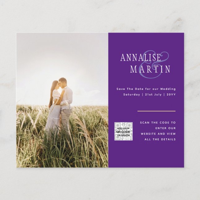 BUDGET PHOTO WEDDING QR CODE SAVE DATE FLYER (Front)