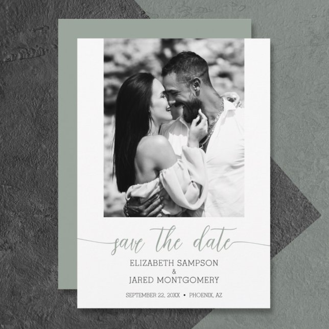 Budget Photo Wedding Sage Green Save The Date (Creator Uploaded)