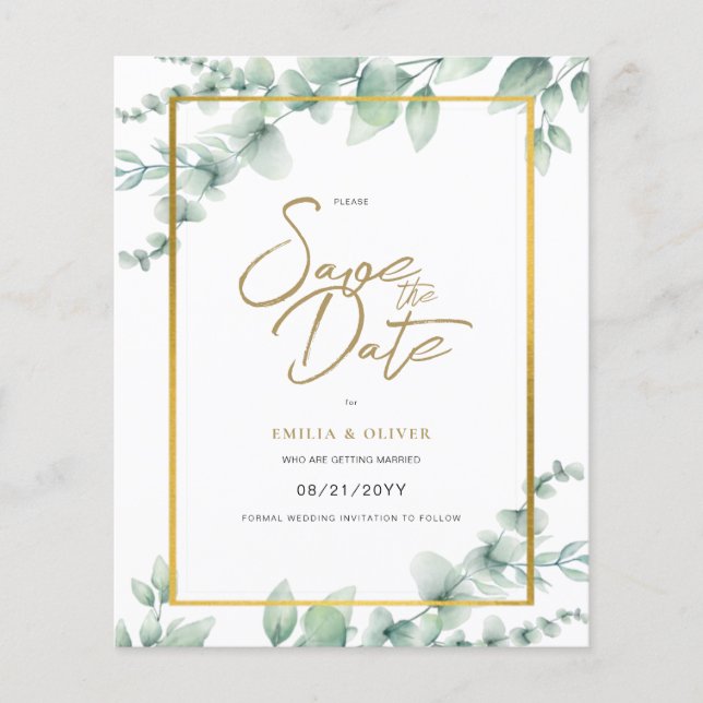 BUDGET PHOTO Wedding Save Date Rustic Botanical Flyer (Front)
