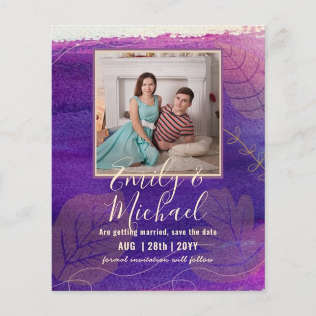 BUDGET PHOTO WEDDING SAVE DATES - Boho Abstract (Front)