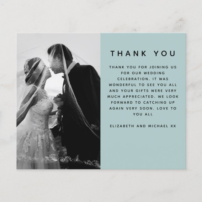 BUDGET Photo Wedding Thank You Modern Sage Simple Flyer (Front)