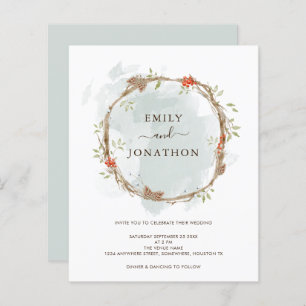 Budget Pine Berries Christmas Wedding Invitation