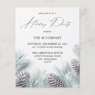 Budget Pine Cone & Snow Holiday Party Flyer