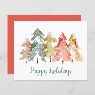 Budget Pine Tree Watercolors Christmas Card