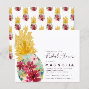 Budget Pineapple Floral Bridal Shower Invitation