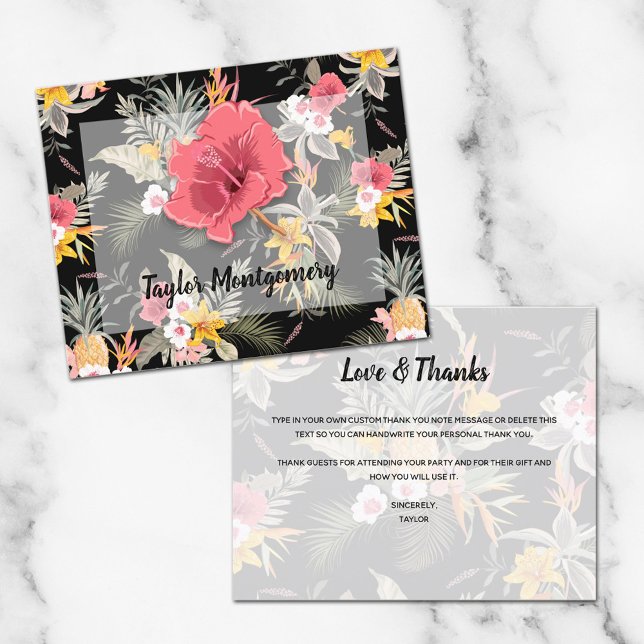 Budget Pineapple Tropical Floral Thank You Card (Creator Uploaded)