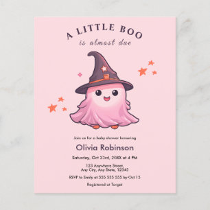 Budget Pink A Little Boo Baby Shower Invitation  Flyer