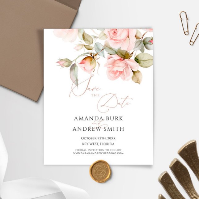 Budget Pink and Greenery Save the Date Invitation (Creator Uploaded)