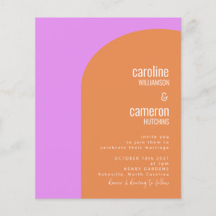 Budget Pink and Orange Retro Geometric Wedding