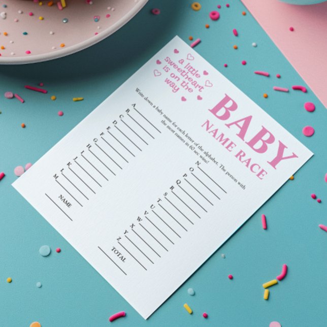 Budget Pink Baby Name Race Baby Shower Game (Creator Uploaded)