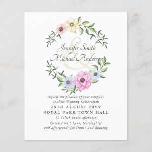 Budget Pink Blue Floral Wedding Ampersand