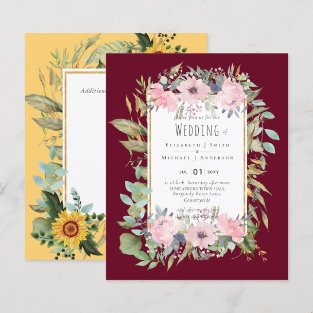BUDGET  Pink Blush Floral Sage Greenery Wedding (Front/Back)