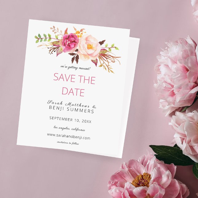 Budget Pink Blush Floral Save the Date (Creator Uploaded)