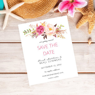 Budget Pink Blush Floral Save the Date Flyer