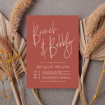 Budget Pink & Boho Rust Bridal Brunch & Bubbly<br><div class="desc">A simple, modern design featuring "Brunch & Bubbly" in script hand-lettering with the bride-to-be's name below in chic open-face capitals. The celebration date appears to the left in a stacked layout with the venue, address, and rsvp information to the right. The cards reverse to an elegant line drawing floral pattern....</div>