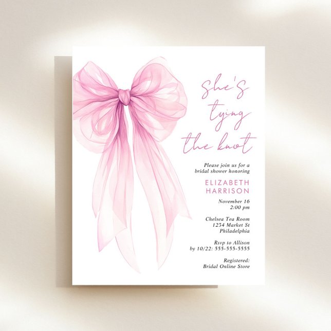 Budget Pink Bow Watercolor Bridal Shower Invite (Creator Uploaded)