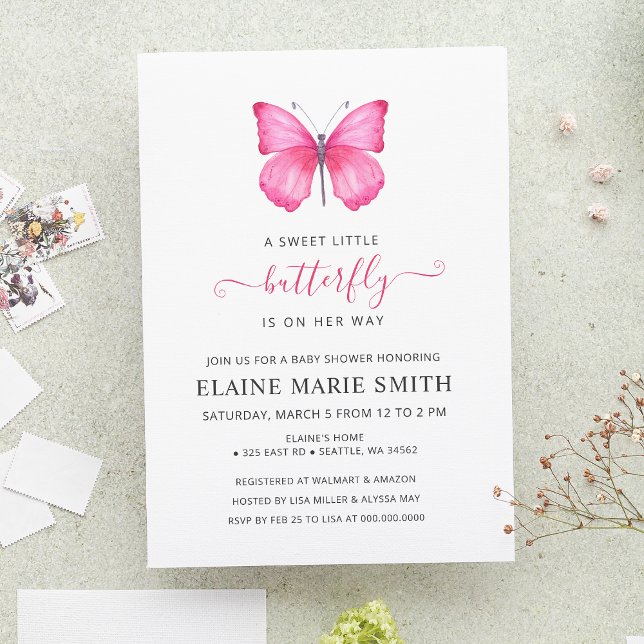 Budget Pink Butterfly Baby Shower Invitation (Creator Uploaded)