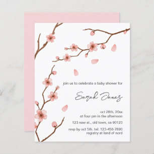 Budget Pink Cherry Blossom Baby Shower Invitation
