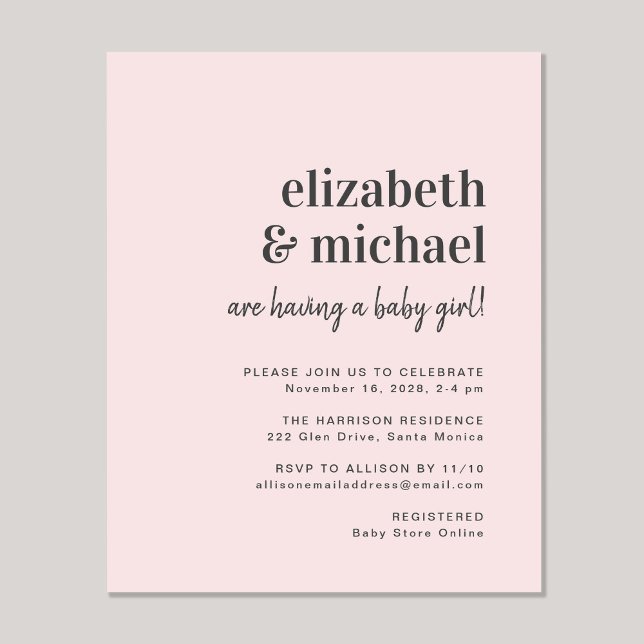 Budget Pink Couples Baby Girl Shower Invitation (Creator Uploaded)