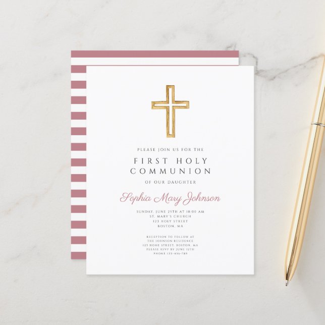 Budget Pink Cross Girl First Communion (Front/Back In Situ)