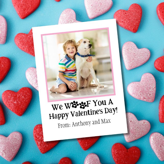 Budget Pink Dog Photo Classroom Valentine's Day Card (Creator Uploaded)