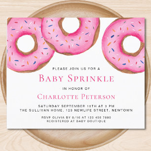 Budget Pink Doughnuts Girl Baby Sprinkle Invitatio