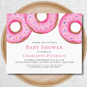 Budget Pink Doughnuts Girl's Baby Shower Invitatio