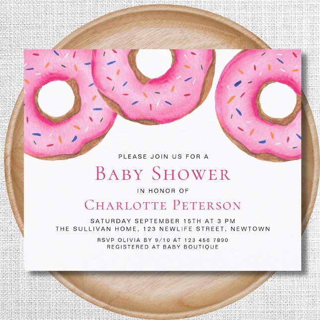 Budget Pink Doughnuts Girl's Baby Shower Invitatio (Creator Uploaded)