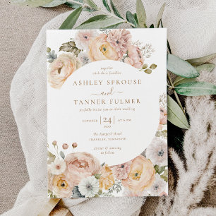 Budget Pink Elegant Floral Botanical Wedding Invitation