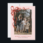 Budget Pink Elegant Red Bow Christmas Two Photo Holiday Card<br><div class="desc">Budget Pink Elegant Watercolor Red Bow Christmas Two Photo Holiday Card features a beautiful watercolor red bow around your two photos.</div>
