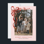 Budget Pink Elegant Red Bow Christmas Two Photo Holiday Card<br><div class="desc">Budget Pink Elegant Watercolor Red Bow Christmas Two Photo Holiday Card features a beautiful watercolor red bow around your two photos.</div>