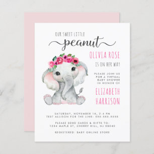 Budget Pink Elephant Virtual Baby Girl Shower