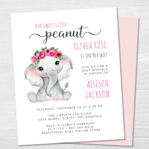Budget Pink Elephant Watercolor Girl Baby Sprinkle