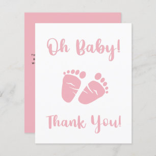 Budget Pink Feet Baby Girl Shower Thank You Card
