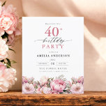Budget Pink Floral 40th Birthday Invitation<br><div class="desc">Celebrate in style with a garden floral calligraphy 40th birthday invitation, perfect for a milestone event. Featuring vibrant floral designs and elegant calligraphy, this invitation sets a whimsical yet sophisticated tone for your celebration. The lush garden theme blends natural beauty with graceful typography, creating a timeless and inviting look. Ideal...</div>