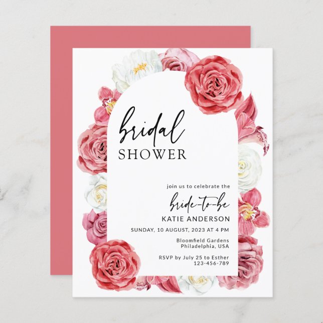 Budget Pink Floral Arch Bridal Shower (Front/Back)
